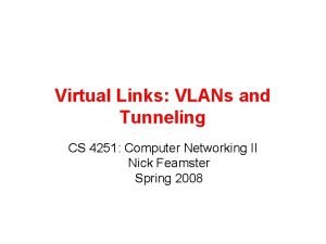 Virtual Links VLANs and Tunneling CS 4251 Computer