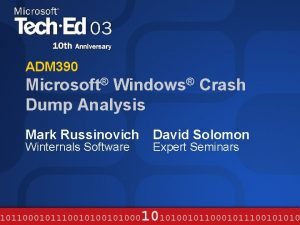 ADM 390 Microsoft Windows Crash Dump Analysis Mark