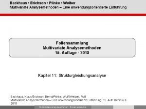 Backhaus Erichson Plinke Weiber Multivariate Analysemethoden Eine anwendungsorientierte