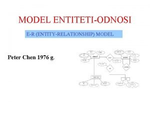 MODEL ENTITETIODNOSI ER ENTITYRELATIONSHIP MODEL Peter Chen 1976