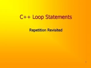C Loop Statements Repetition Revisited 1 Problem Using