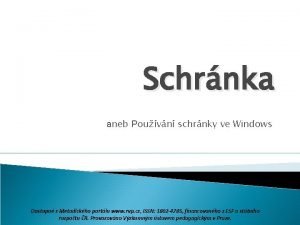 Schrnka aneb Pouvn schrnky ve Windows Dostupn z