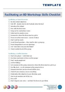 Workshop checklist template Workshop checklist template
