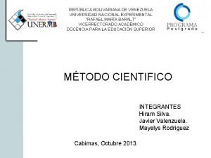 REPBLICA BOLIVARIANA DE VENEZUELA UNIVERSIDAD NACIONAL EXPERIMENTAL RAFAEL