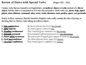 Dative with special verbs