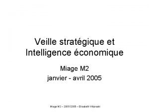 Veille stratgique et Intelligence conomique Miage M 2