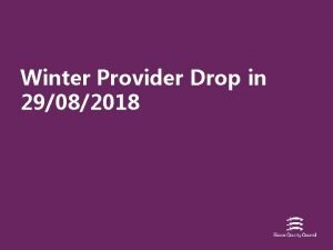 Winter Provider Drop in 29082018 Avoidable admissions Between