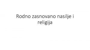 Rodno zasnovano nasilje i religija Nasilje nad enama