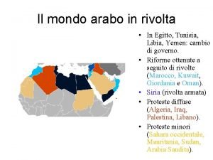 Il mondo arabo in rivolta In Egitto Tunisia