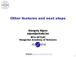 Other features and next steps Gergely Sipos sipossztaki