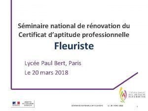 Sminaire national de rnovation du Certificat daptitude professionnelle