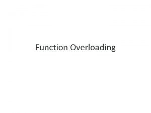 Function overloading