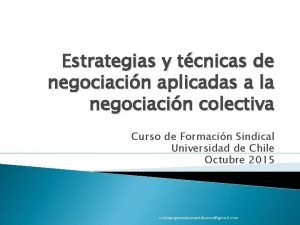 Estrategias y tcnicas de negociacin aplicadas a la