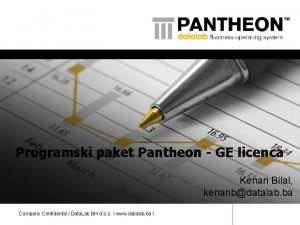 Programski paket Pantheon GE licenca Kenan Bilal kenanbdatalab