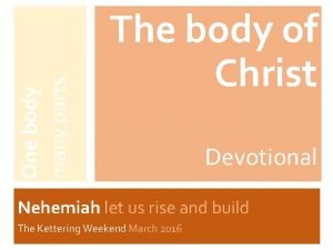 One body many parts The body of Christ