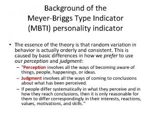 Meyer briggs type indicator