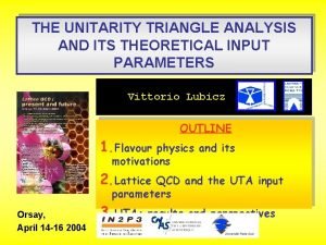 THE UNITARITY TRIANGLE ANALYSIS AND ITS THEORETICAL INPUT