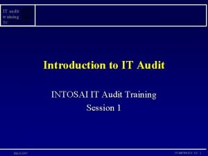 IT audit training for Introduction to IT Audit