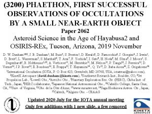 3200 PHAETHON FIRST SUCCESSFUL OBSERVATIONS OF OCCULTATIONS BY