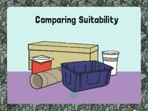 Comparing Suitability I can compare the suitability of