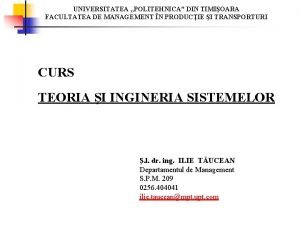 UNIVERSITATEA POLITEHNICA DIN TIMIOARA FACULTATEA DE MANAGEMENT N