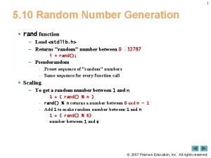 1 5 10 Random Number Generation rand function
