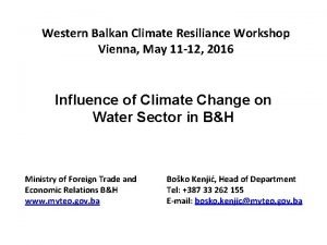 Western Balkan Climate Resiliance Workshop Vienna May 11