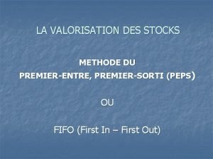 Methode de valorisation des stock