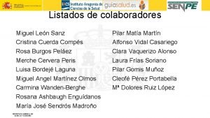 Listados de colaboradores Miguel Len Sanz Cristina Cuerda