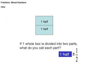 Fractions Mixed Numbers Intro 1 half If 1