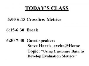 TODAYS CLASS 5 00 6 15 Crossfire Metrics