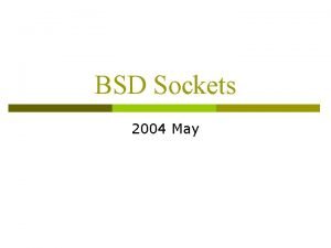 BSD Sockets 2004 May int socket int domain