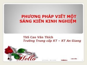 PHNG PHP VIT MT SNG KIN KINH NGHIM