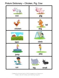 Picture Dictionary Chicken Pig Cow pig cow tail
