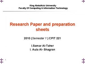 King Abdul Aziz University Faculty Of Computing Information