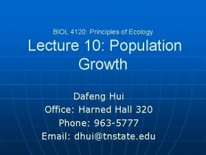 BIOL 4120 Principles of Ecology Lecture 10 Population