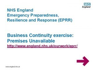 NHS England Emergency Preparedness Resilience and Response EPRR
