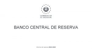BANCO CENTRAL DE RESERVA 00 Resumen Ejecutivo Resumen