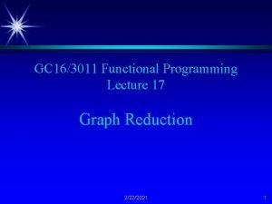 GC 163011 Functional Programming Lecture 17 Graph Reduction