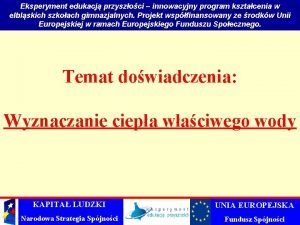 Eksperyment edukacj przyszoci innowacyjny program ksztacenia w elblskich