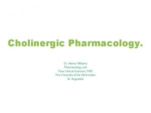Cholinergic Pharmacology Dr Arlene Williams Pharmacology unit Para