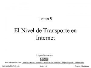 Tema 9 El Nivel de Transporte en Internet