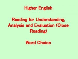 How to answer word choice questions higher english