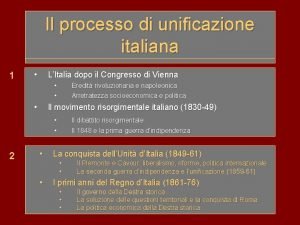 Il processo di unificazione italiana