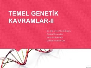 TEMEL GENETK KAVRAMLARII Dr r yesi Nuket Bilgen