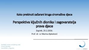 Kako prekinuti zaarani kruga siromatva djece Perspektiva kljunih