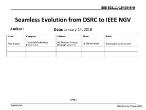 IEEE 802 11 190045 r 0 Seamless Evolution