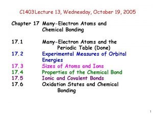 C 1403 Lecture 13 Wednesday October 19 2005
