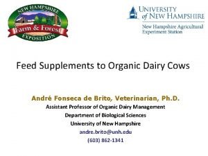 Feed Supplements to Organic Dairy Cows Andr Fonseca