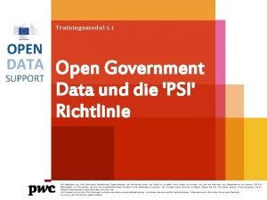 Trainingsmodul 1 1 Open Government Data und die